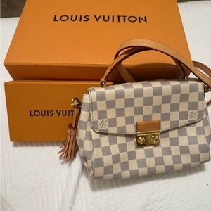 Louis Vuitton Tan and Cream Checkered Shoulder Bag